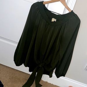Michael Kors army green tie front blouse. LIKE NEW!!!